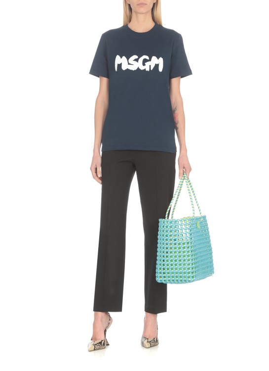 Shop Msgm T-shirt With Logo In Blue