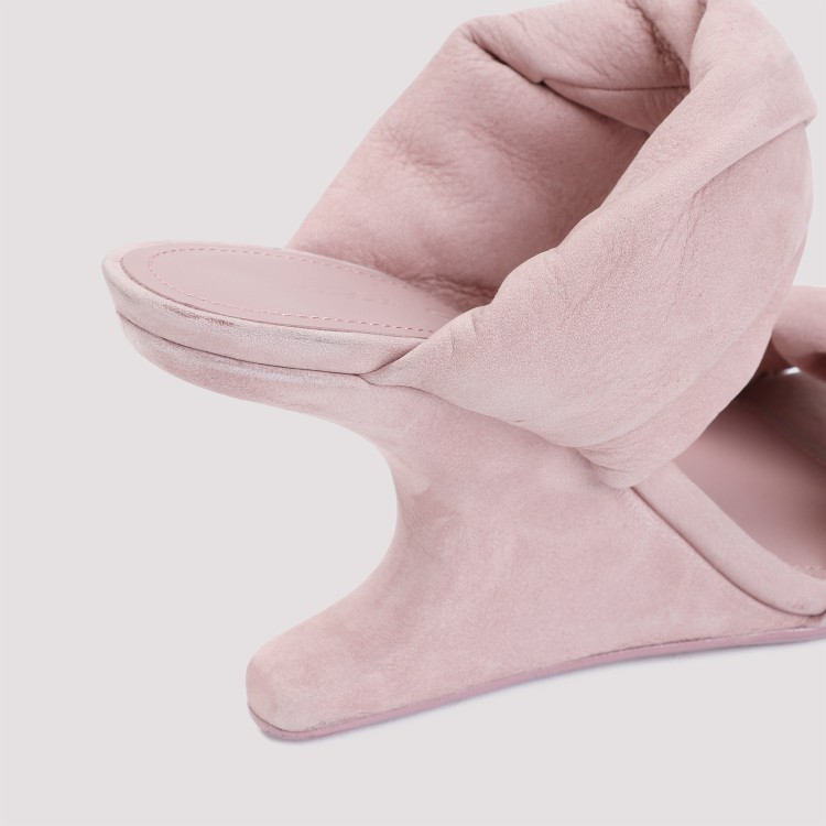Shop Rick Owens Dusty Pink Suede Leather Cantilever 8 Twisted Sandal