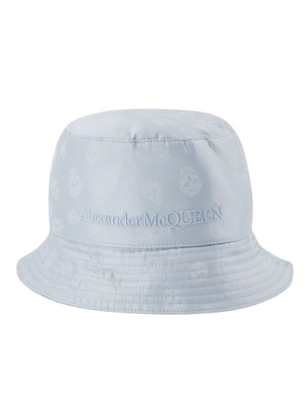 Shop Alexander Mcqueen Skull Jacquard Hat  - Sky Blue - Cotton