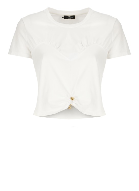 Shop Elisabetta Franchi T-shirt With Drape In White