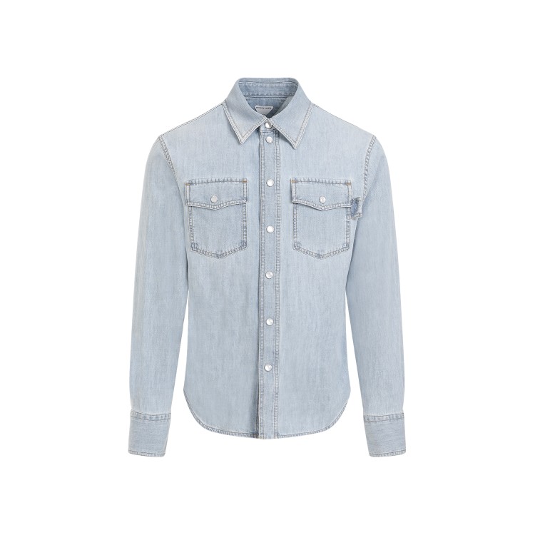 Bottega Veneta Bleached Light Denim Shirt In White