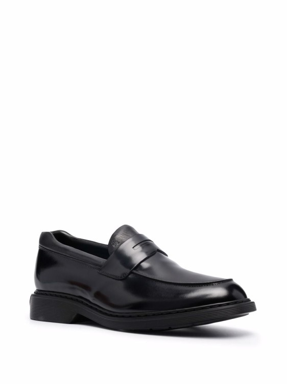 Shop Hogan Black Shiny Leather Loafers
