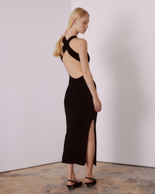 Shop Ether Rigel Dress With Open Back In Black