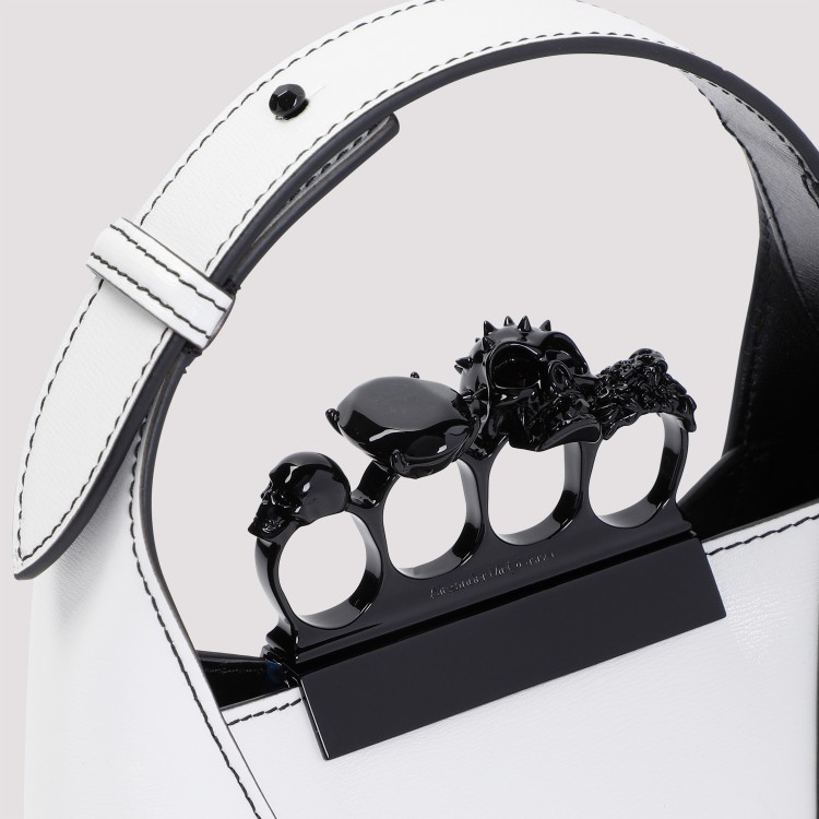 Alexander Mcqueen Leather Jewelled Top-handle Bag In White