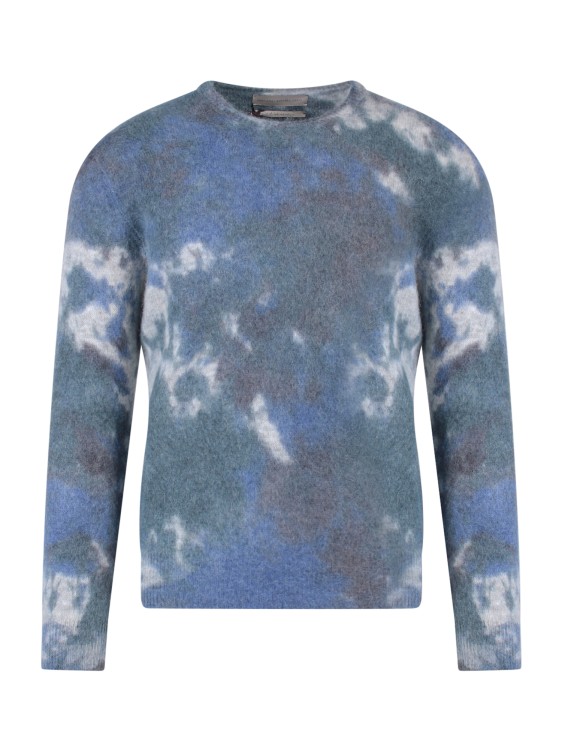 Original Vintage Wool Blend Sweater With Tie-dye Effect In Blue