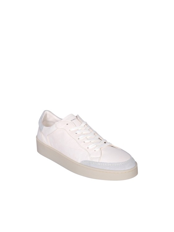 Shop Canali White Leather Sneakers In Purple