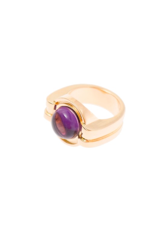 Leda Madera Sophia Gold Plated Brass Rings Wirh Purple Stone Detail In Not Applicable