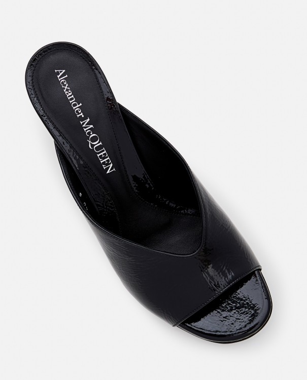 Shop Alexander Mcqueen Leather Mule Sandals In Black