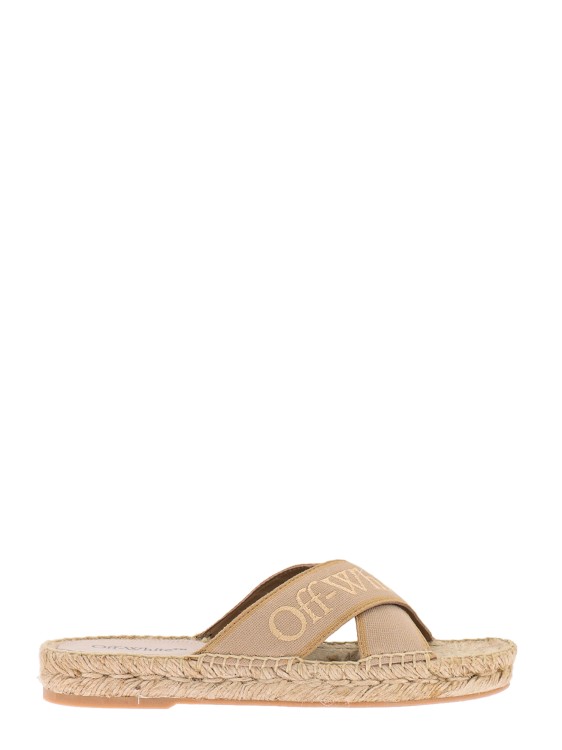 OFF-WHITE CANVAS SANDALS WITH EMBROIDERED LOGO ON THE FRONT,29a0cfb5-aa06-1b23-f9e7-27d7fa0e6044