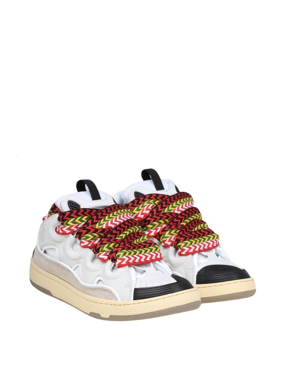 Shop Lanvin Curb Sneakers In Leather And Suede With Multicolor Laces In White