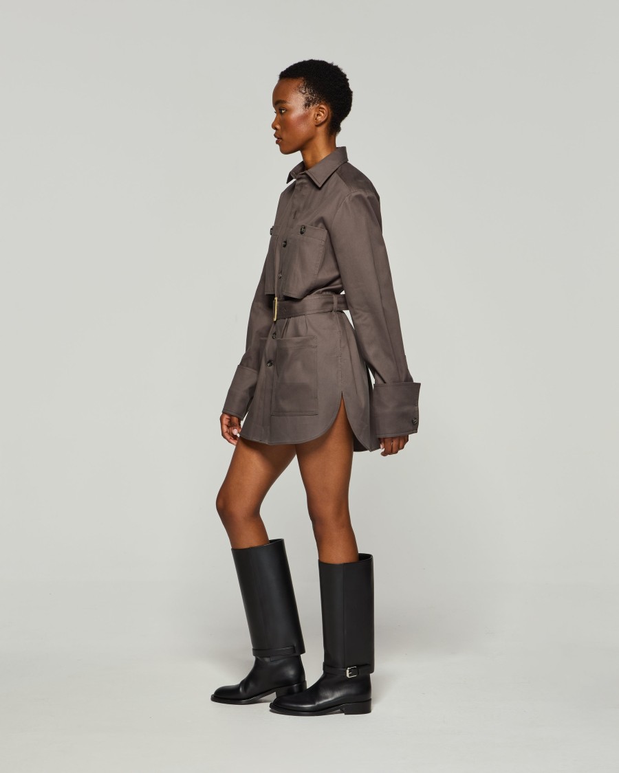 Shop Serena Bute Oversized Cargo Shirt - Slate Grey