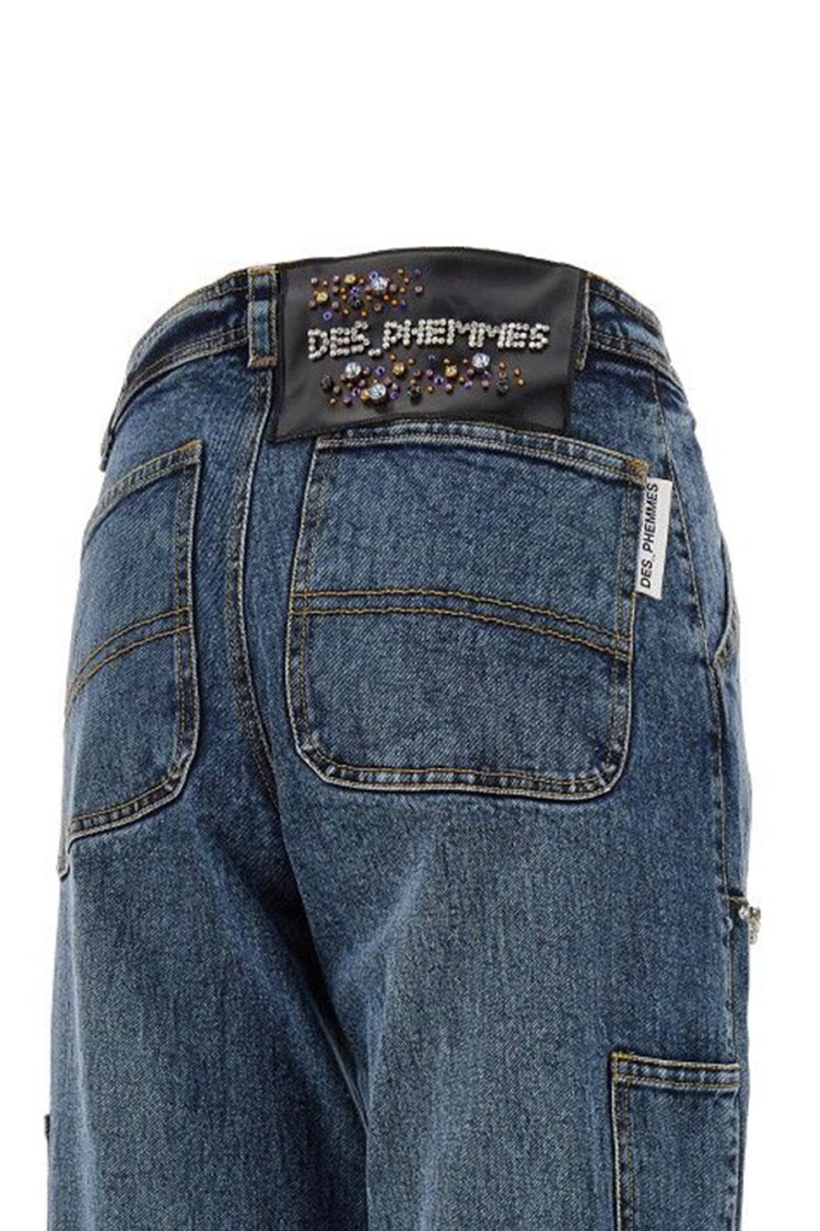 Des Phemmes Studded Detail High-waisted Denim Jeans With Flattering Fit In Blue
