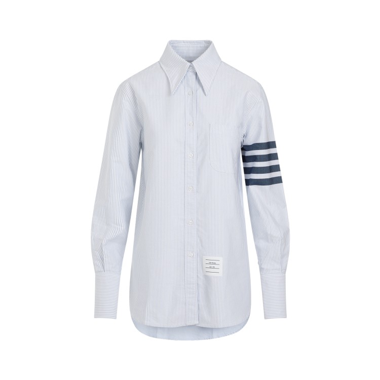 Shop Thom Browne Exaggerated Easy Fit Blue Cotton Shirt