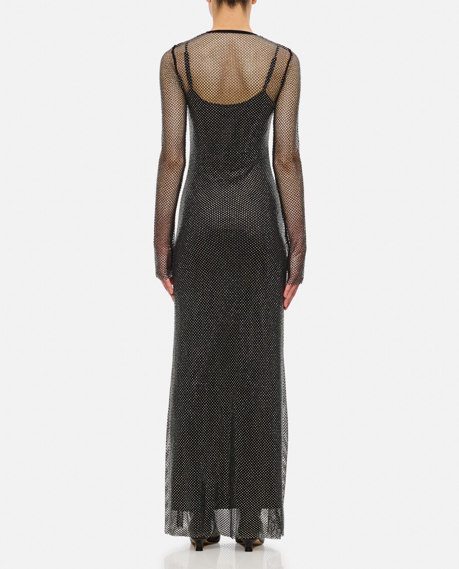 Sportmax Embellished Semi-sheer Cinese Gown In Black