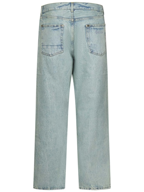 Shop Palm Angels Mint-colored Overdyed Denim Jeans In Grey
