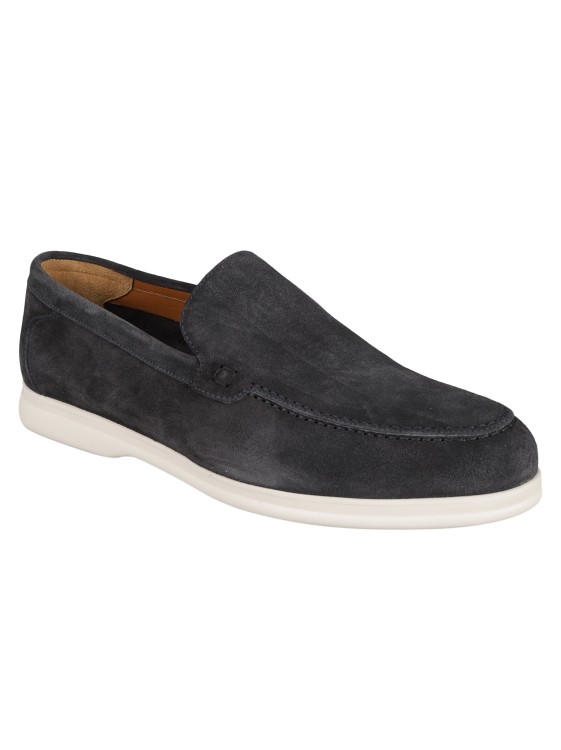 Shop Doucal's Midnight Blue Suede Slip-on