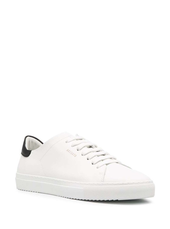 Shop Axel Arigato Clean 90 Contrast' White Low Top Sneakers With Laminated Logo In Leather