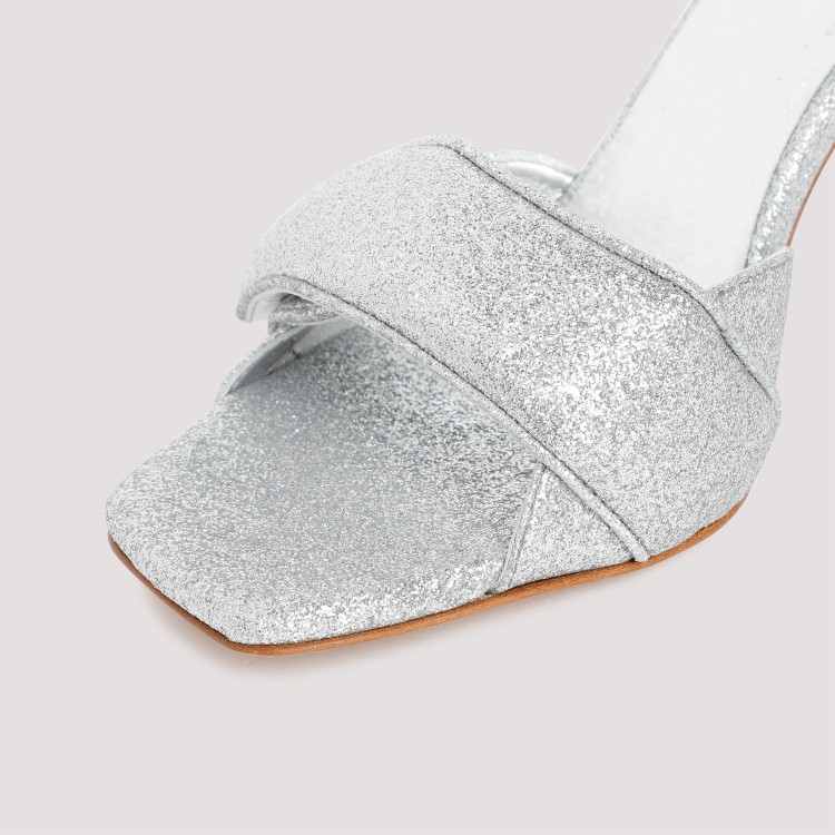 Shop Gia Borghini Silver Glitter Alodie Sandals In White