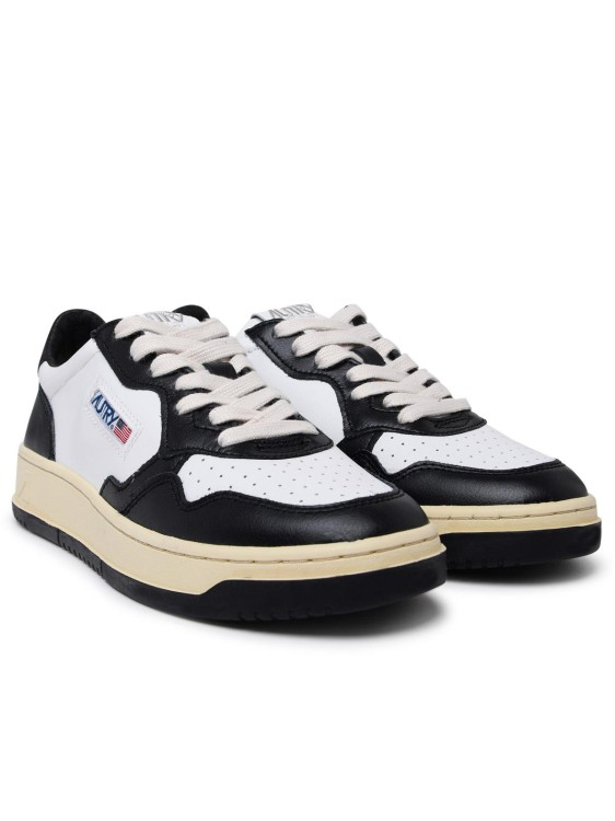 Autry Low-top Sneakers With Textured And Smooth Leather Design In White