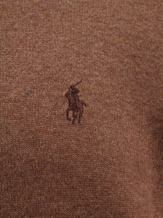 Shop Polo Ralph Lauren Wool Sweater With Embroidered Logo In Brown