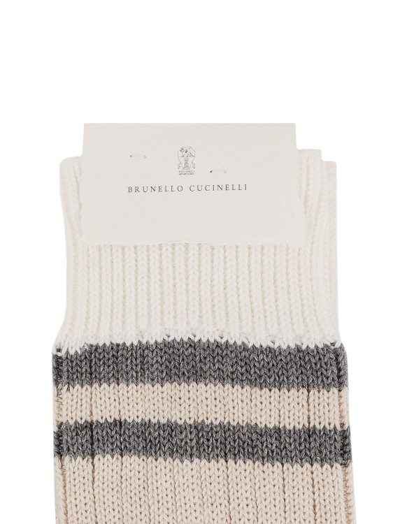 Shop Brunello Cucinelli Ribbed Cotton Socks In Neutrals