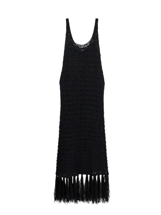 Shop Erika Cavallini Dress With Fringe In Black