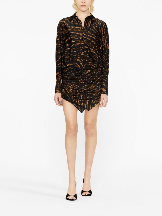 Shop Attico Abstract-patterned Shirt Dress In Brown