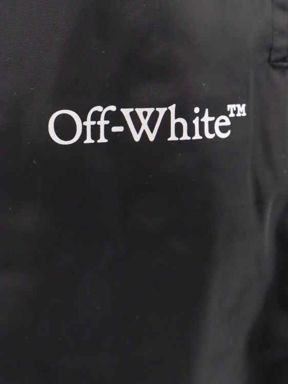 Shop Off-white Nylon Swim Trunk With Frontal Logo In Black