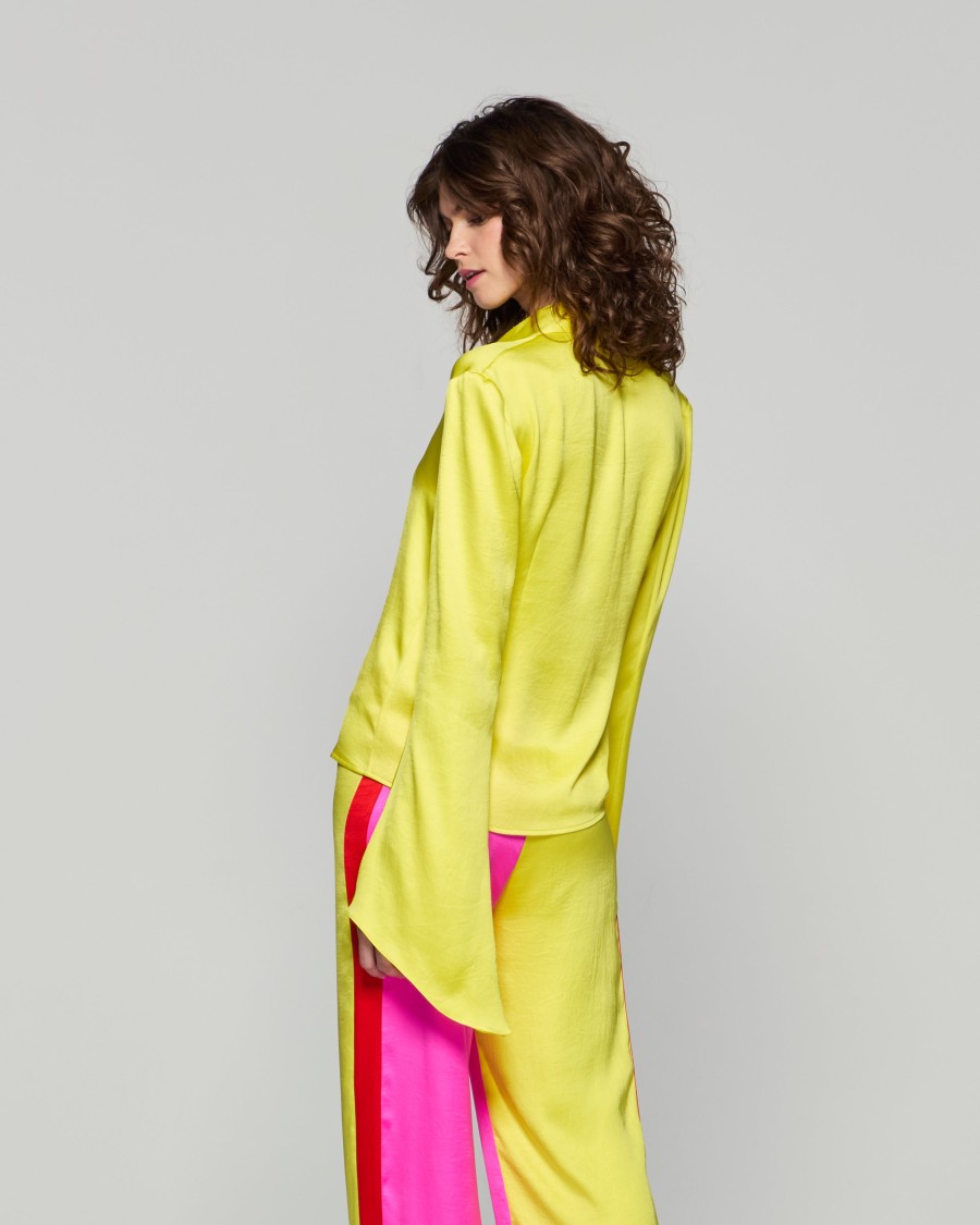 Shop Serena Bute Flared Sleeve Shirt - Bright Yellow