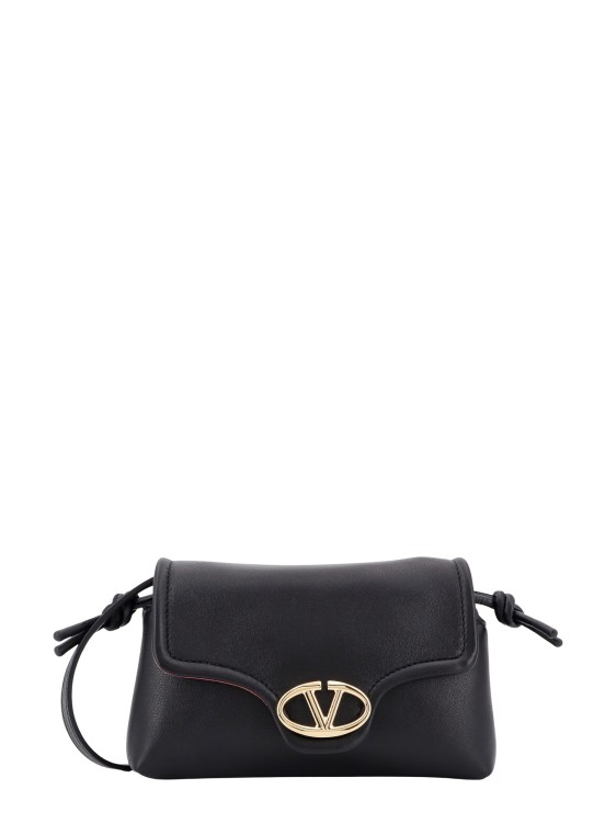 Shop Valentino Leather Shoulder Bag With Vlogo Signature Detail In Black