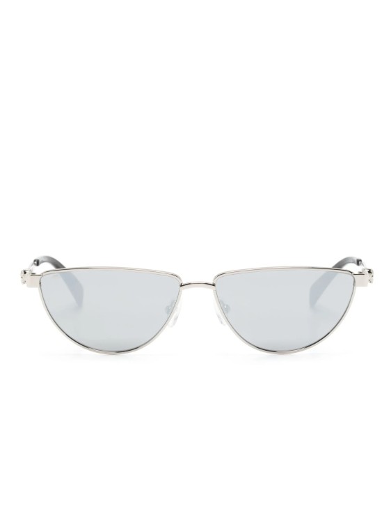 Alexander Mcqueen Silver Cat-eye Sunglasses In White