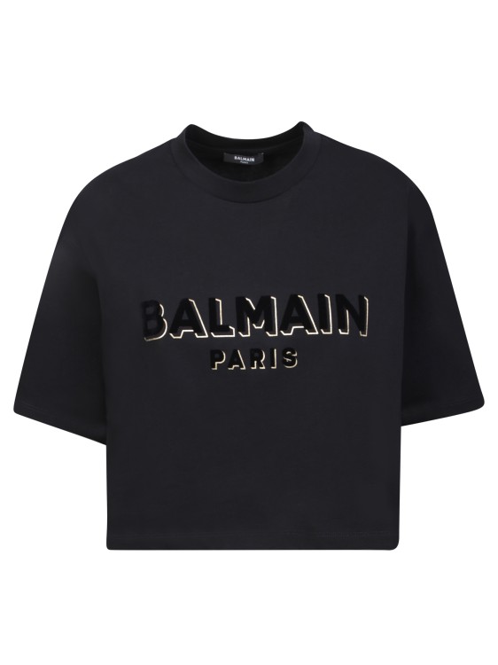 BALMAIN BLACK CROP T-SHIRT,548b7df2-05d3-62ce-acb8-c018dcb68df5