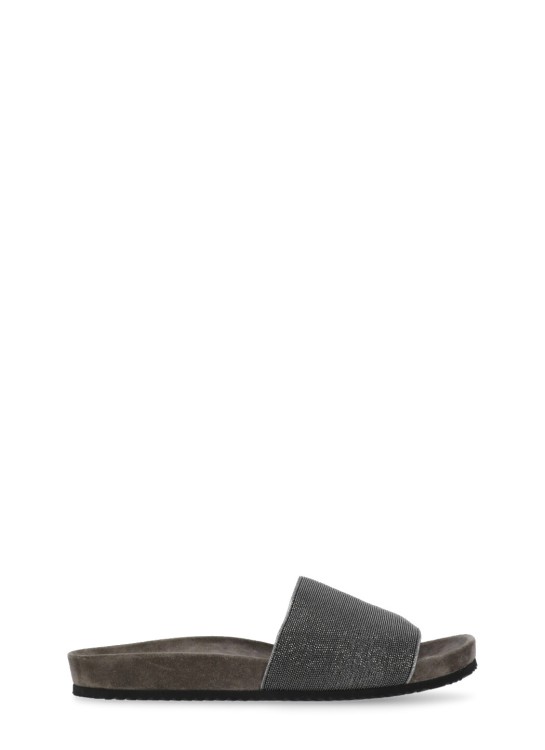 Brunello Cucinelli Leather Slippers In Grey