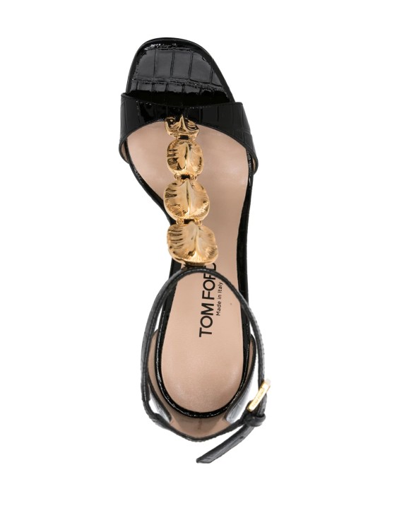 Shop Tom Ford Black Chain T-strap Sandals