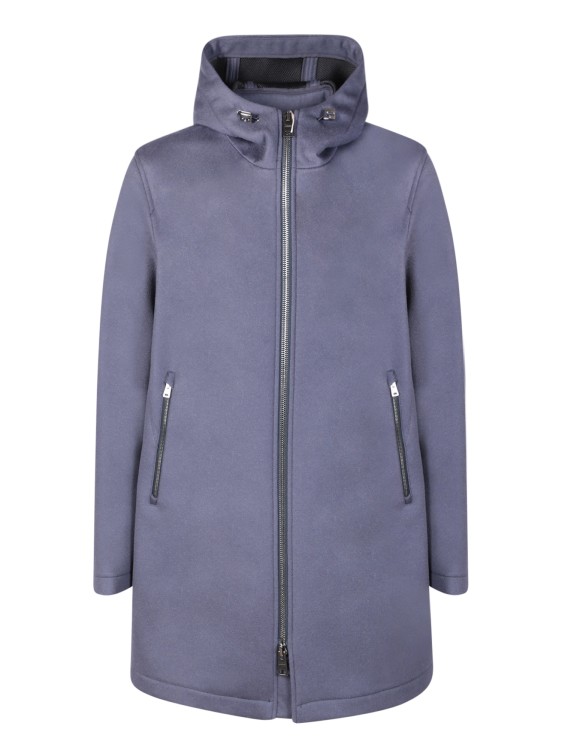 Herno Mesh Wool Parka In Blue