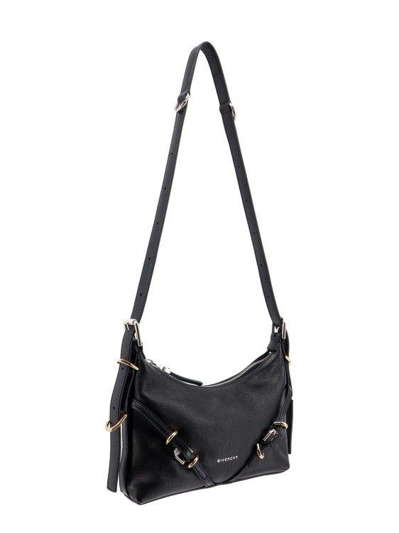 Shop Givenchy Leahter Shoulder Bag With Frontal Straps In Black