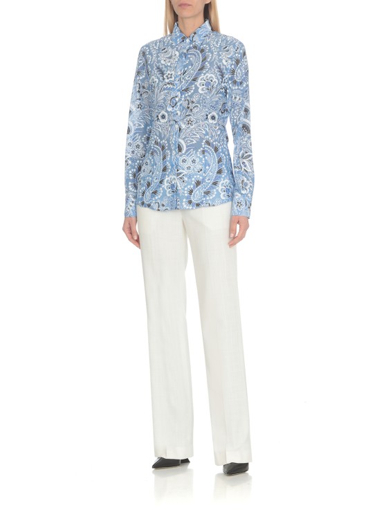 Shop Etro Cotton And Silk Shirt In Blue