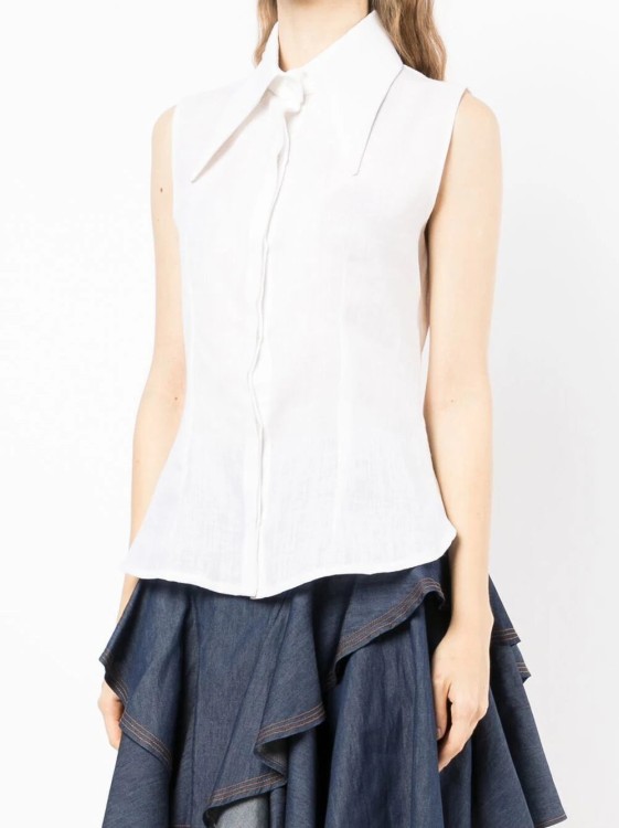 Shop Saiid Kobeisy Off-white Linen Sleeveless Shirt