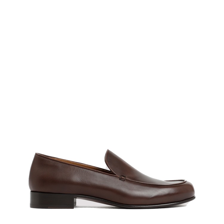 The Row Flynn Brown Calf Leather Loafers In Black