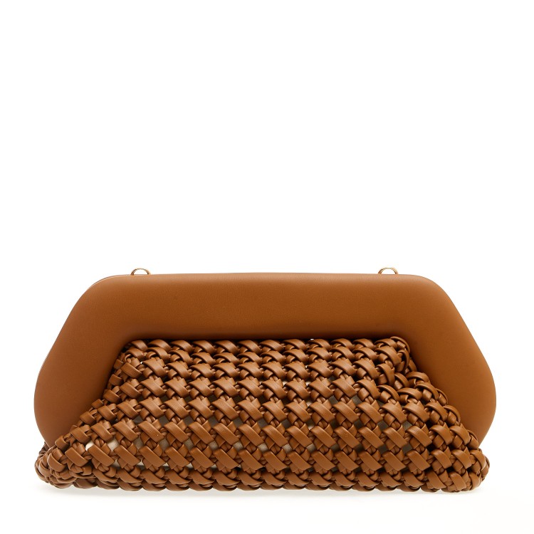 Themoirè Large Braided Leather Clutch In Brown