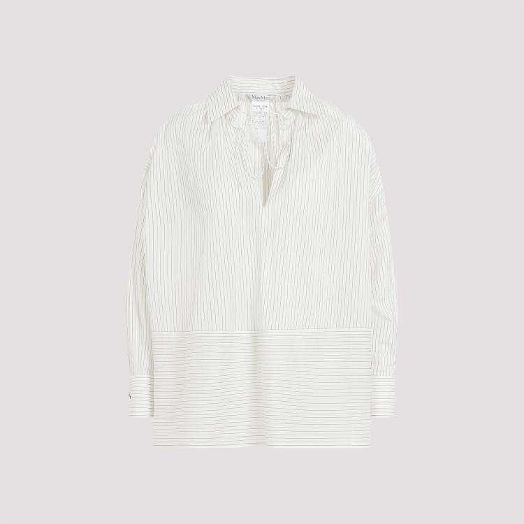 Shop Max Mara Saletta Black Cotton Silk Shirt In White