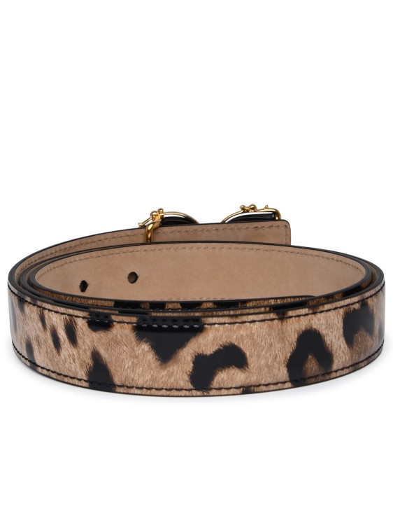 Shop Dolce & Gabbana Dg Girls Two-tone Glossy Calf Leather Belt In Brown