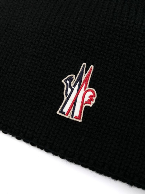 Shop Moncler Logo-embroidered Virgin Wool Beanie In Black