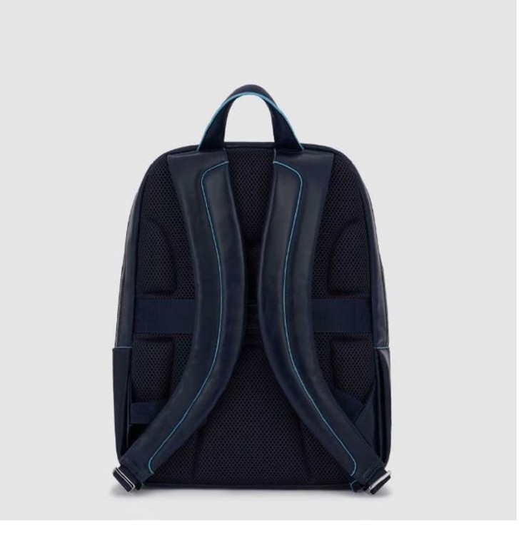 Shop Piquadro Blue Leather Backpack In Black