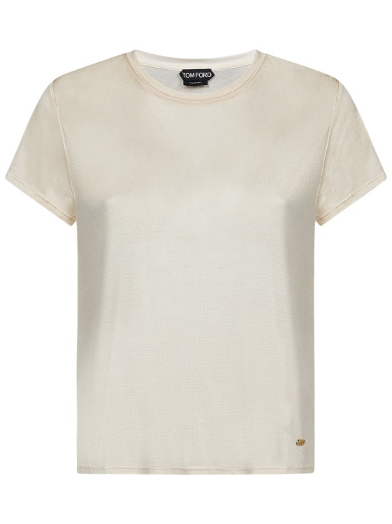 Shop Tom Ford Cream-colored Silk T-shirt In Neutrals