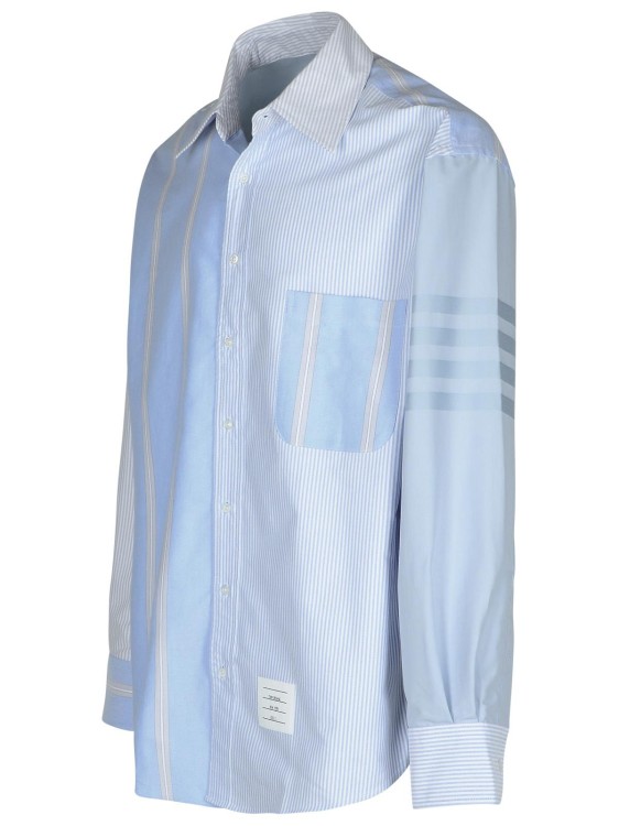 Thom Browne 4 Bar Light Blue Cotton Shirt In Blue