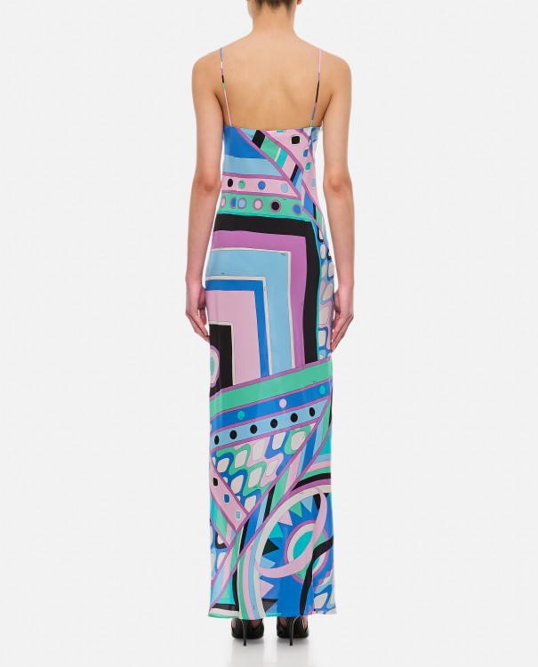 Shop Pucci Crepe De Chine Long Dress In Multicolor