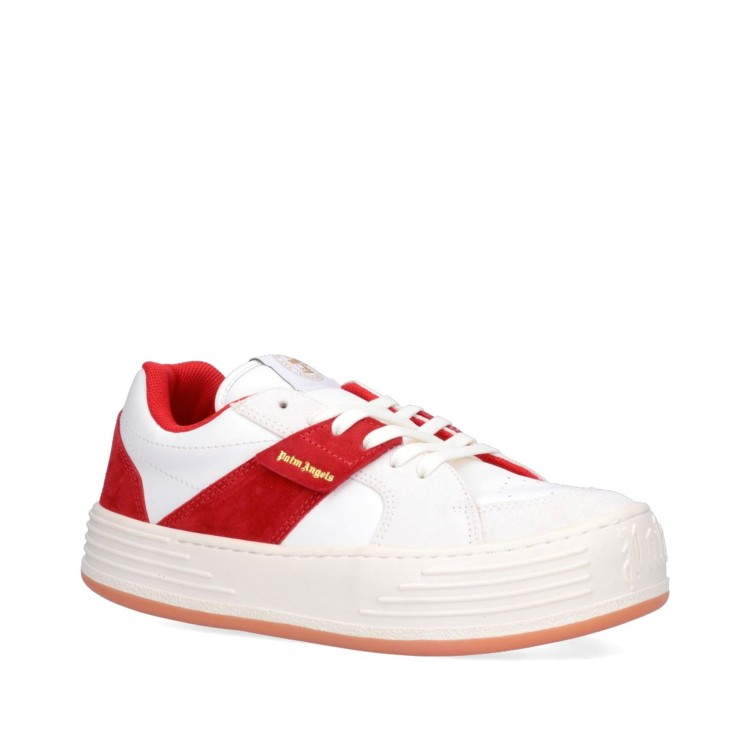 Shop Palm Angels Leather Logo Sneakers In Red