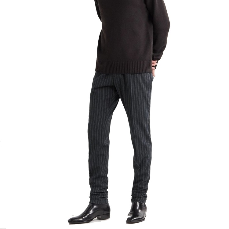 Shop Dolce & Gabbana Tapered Pinstriped Trousers In Grey