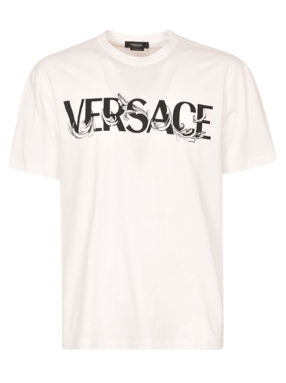 Shop Versace Logo-print T-shirt In White